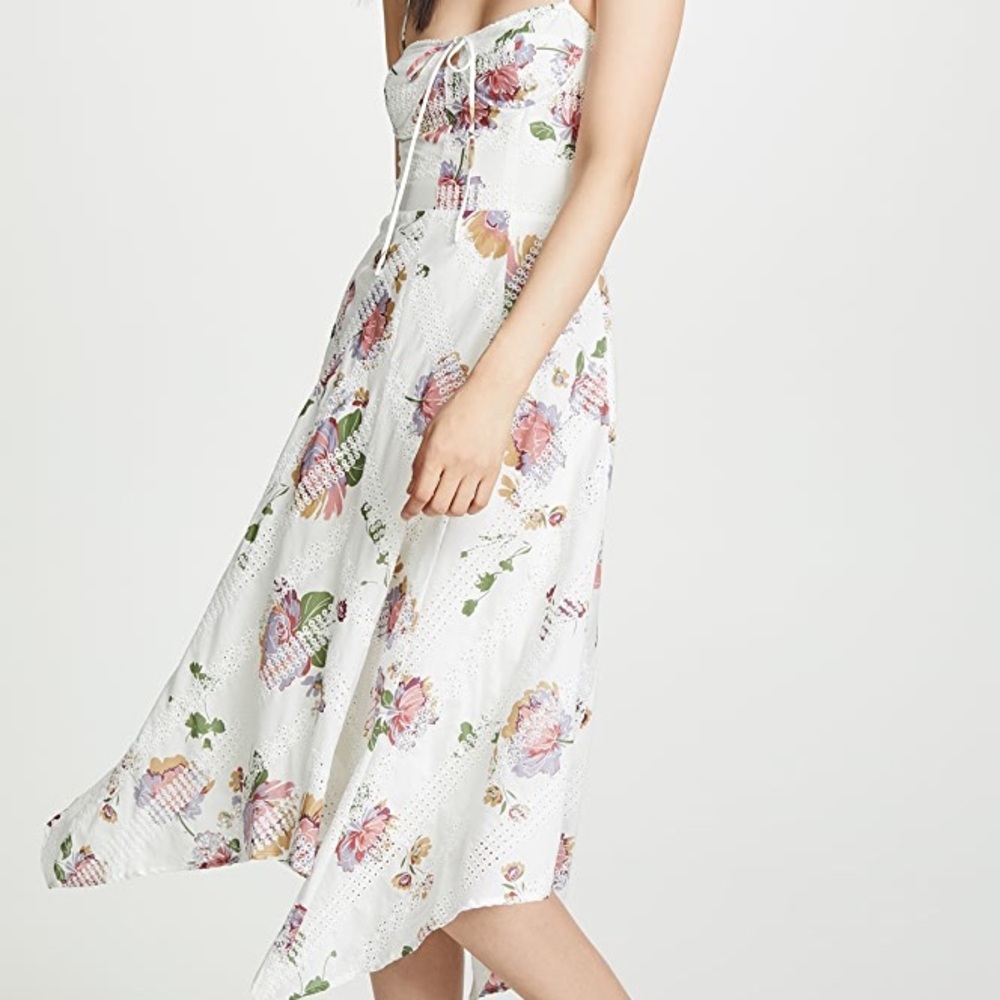 WAYF Hampshire Handkerchief Dress in Floral Printed Eyelet